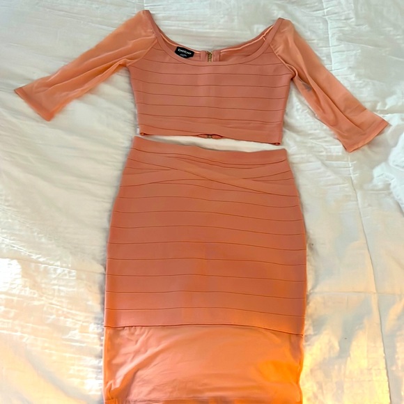Bebe bandage crop top and matching skirt